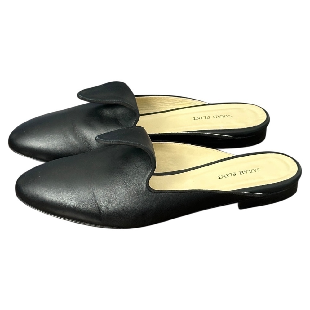 Sarah Flint Andrea Mule Smoking Slides in Black Vachetta Women’s IT40 / US9-9.5